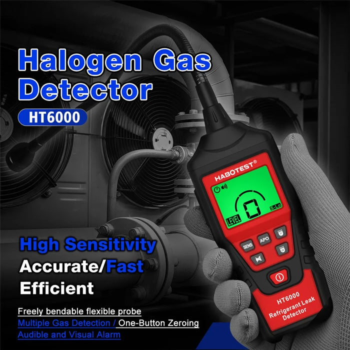 HABOTEST HT6000 Halogen Gas Detector 16ppm High Sensitivity Refrigerant Leak Tester - Black / Red - 3