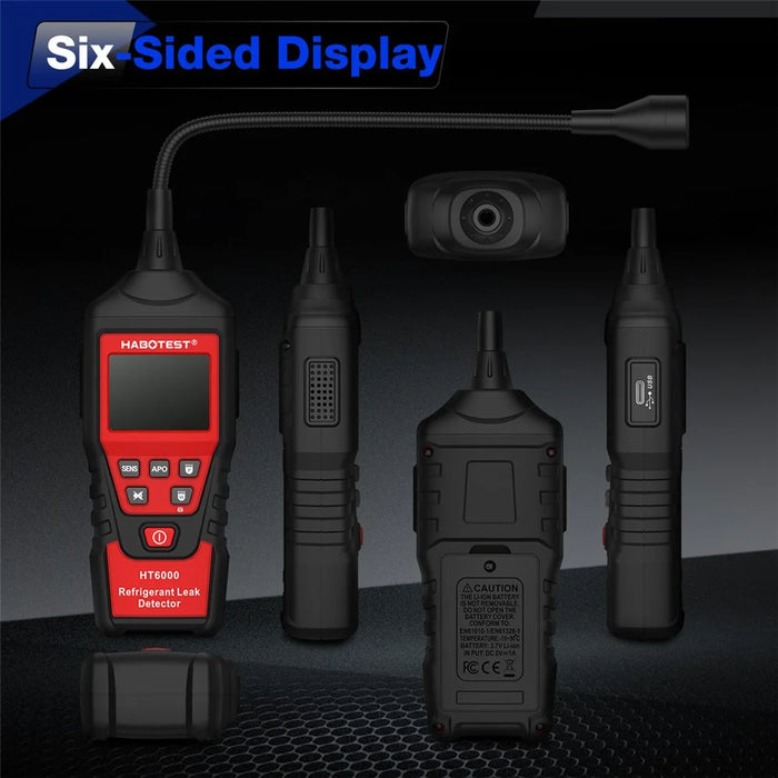 HABOTEST HT6000 Halogen Gas Detector 16ppm High Sensitivity Refrigerant Leak Tester - Black / Red - 5