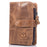BULLCAPTAIN 01 Vertical Top Layer Cowhide Men Wallet Detachable Zipper Pocket Design Coins Cards Cash Holder Bag - Brown - 6