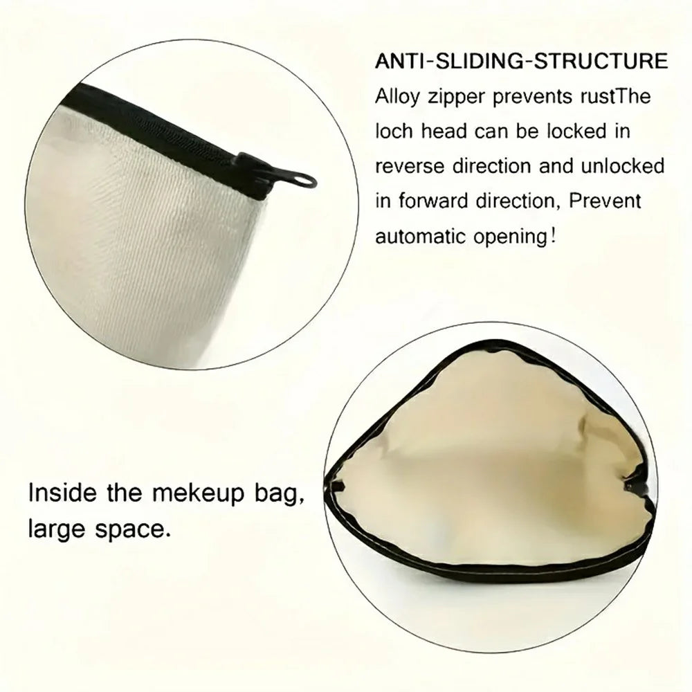 Portable Canvas Makeup Bag Letter MAMA Floral Pattern Cosmetic Pouch Travel Toiletry Organizer - 2