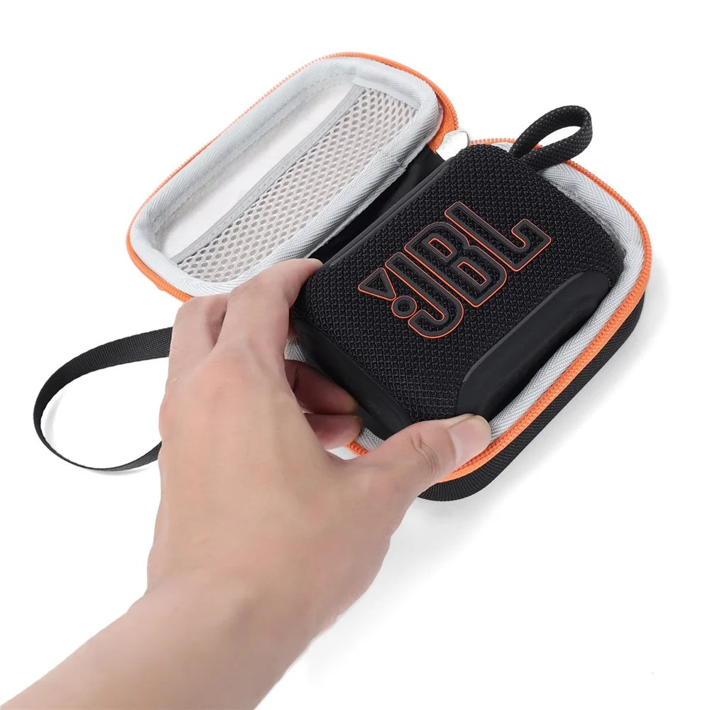 For JBL Go 5 Portable EVA Case Bluetooth-compatible Speaker Hard Shell Storage Bag Travel Carrying Pouch - Black / Orange - 3