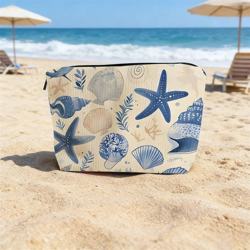 17x26cm Ocean Marine Life Print Cosmetic Bag Makeup Pouch Organizer Travel Storage Toiletry Bag with Zipper - 2