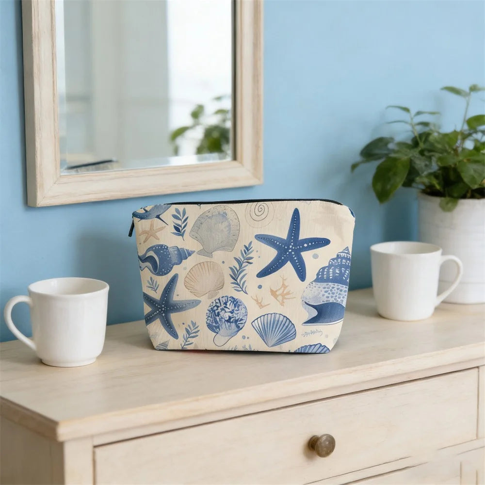 17x26cm Ocean Marine Life Print Cosmetic Bag Makeup Pouch Organizer Travel Storage Toiletry Bag with Zipper - 3