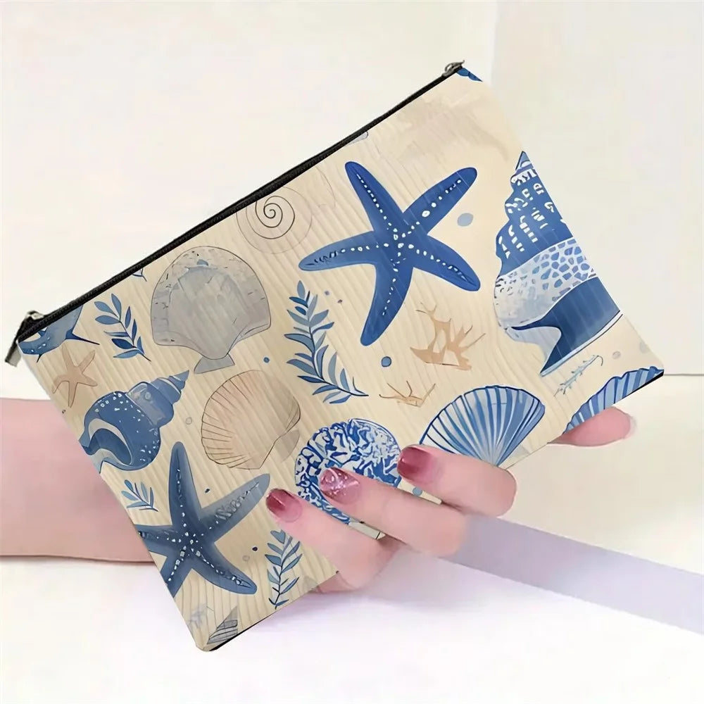 17x26cm Ocean Marine Life Print Cosmetic Bag Makeup Pouch Organizer Travel Storage Toiletry Bag with Zipper - 4