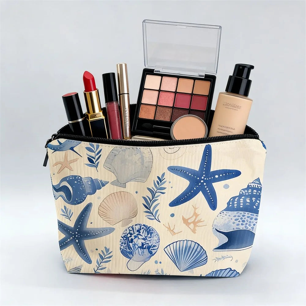 17x26cm Ocean Marine Life Print Cosmetic Bag Makeup Pouch Organizer Travel Storage Toiletry Bag with Zipper - 5