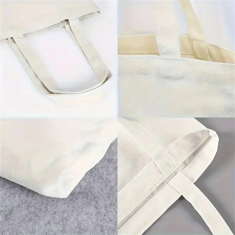 35x40cm Canvas Tote Bag Letter I LOVE YOU SO MATCHA Print Reusable Shoulder Bag for Student School Commute Work - 5