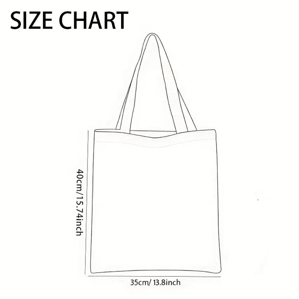 35x40cm Canvas Tote Bag Letter I LOVE YOU SO MATCHA Print Reusable Shoulder Bag for Student School Commute Work - 7