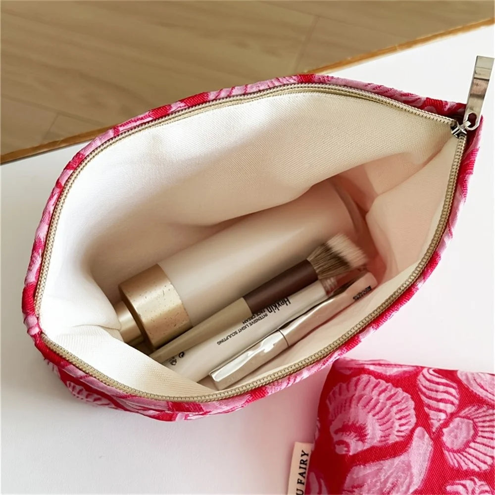 19x12cm Small Size Makeup Bag Red Shell Starfish Print Cosmetic Pouch Travel Toiletry Organizer - 5