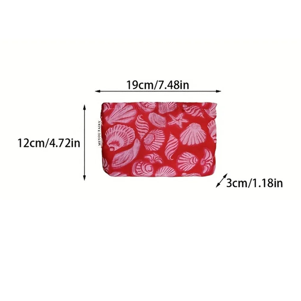 19x12cm Small Size Makeup Bag Red Shell Starfish Print Cosmetic Pouch Travel Toiletry Organizer - 6