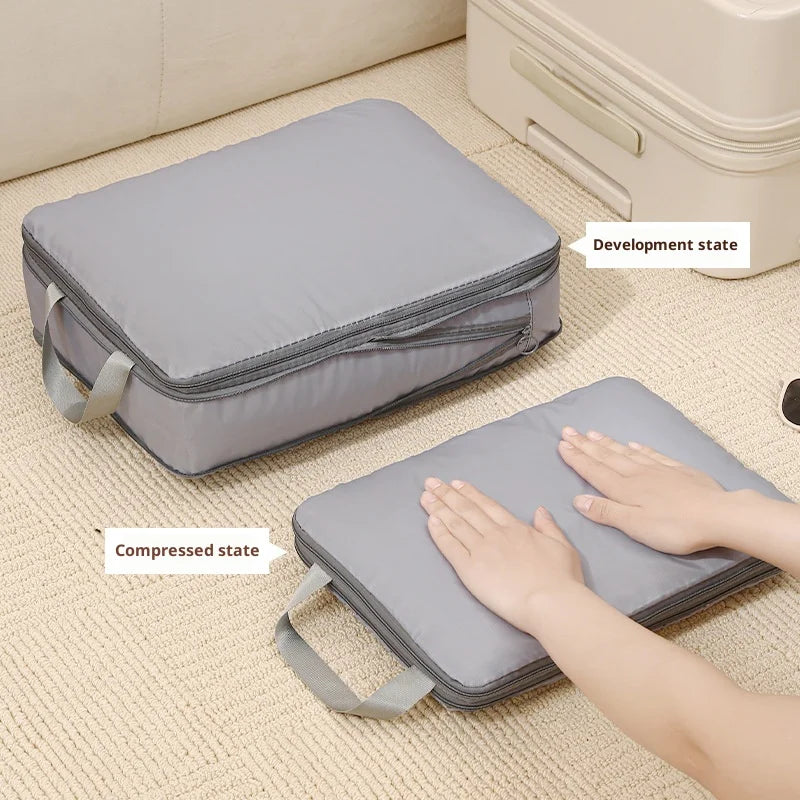 4Pcs/Set Travel Compression Packing Bags Waterproof Clothes Storage Organizer for Luggage Suitcase - Pink - 3