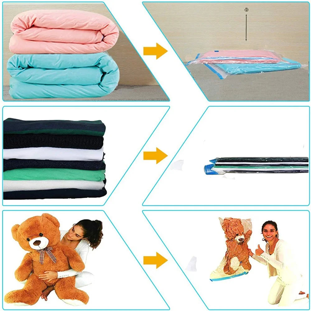 20Pcs Vacuum Storage Bags Set Triple-Seal PA+PE Compression Space Saver for Travel Home - 4