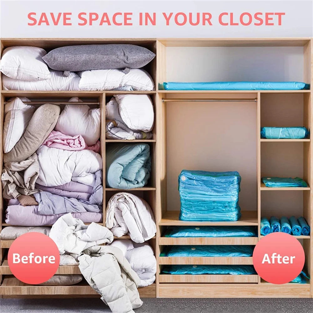 20Pcs Vacuum Storage Bags Set Triple-Seal PA+PE Compression Space Saver for Travel Home - 5