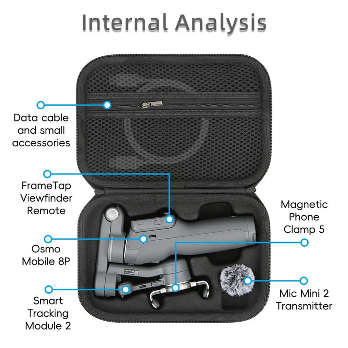 Storage Case for DJI Osmo Mobile 8P Portable Travel Bag Lycra Material Shockproof Carrying Case with Shoulder Strap - Black - 3