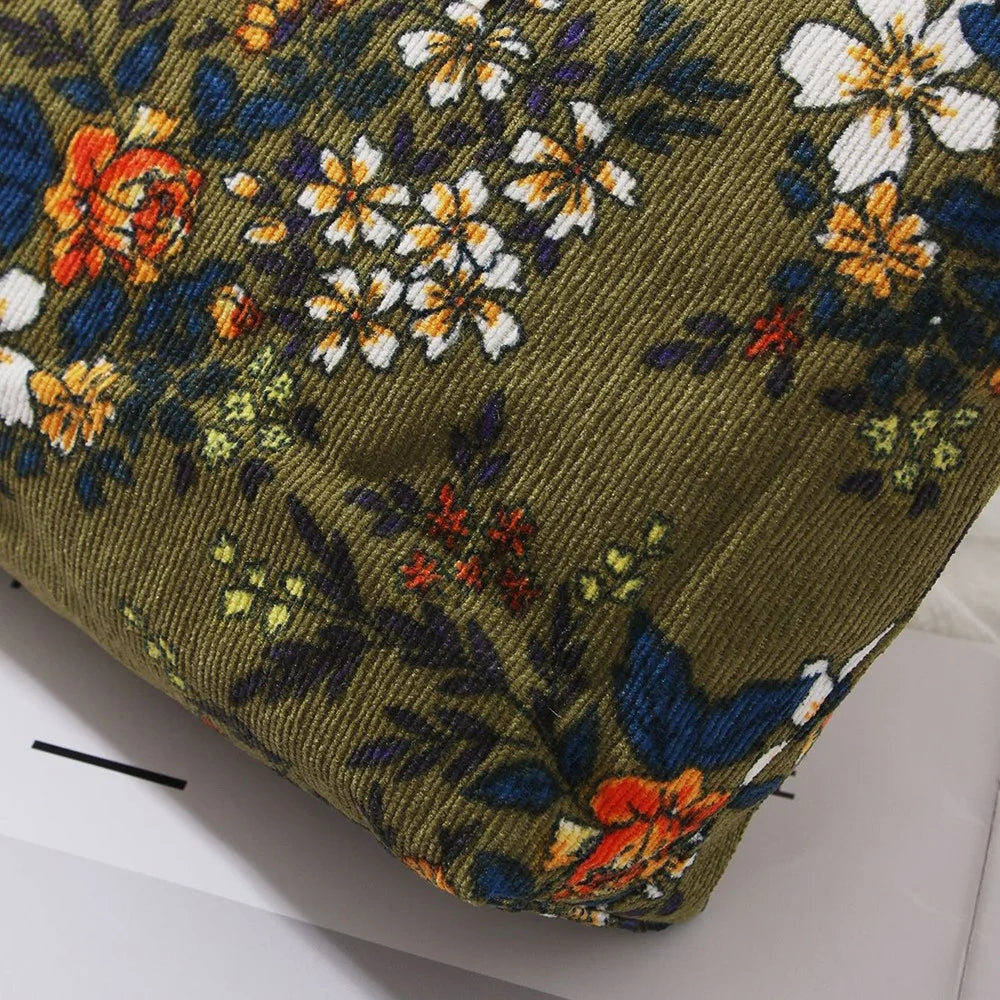 Large Size 20x17x5cm Embossed Floral Makeup Bag Portable Travel Toiletry Organizer Cosmetic Pouch - Green  /  Flower - 4