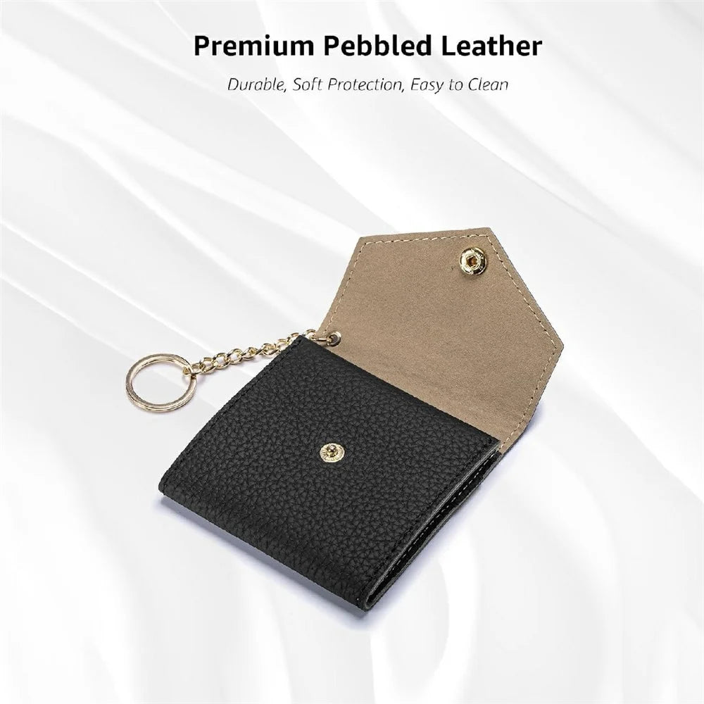 Travel Leather Jewelry Organizer Case Compact Portable Storage Bag for Earrings Rings Necklace - Black - 3