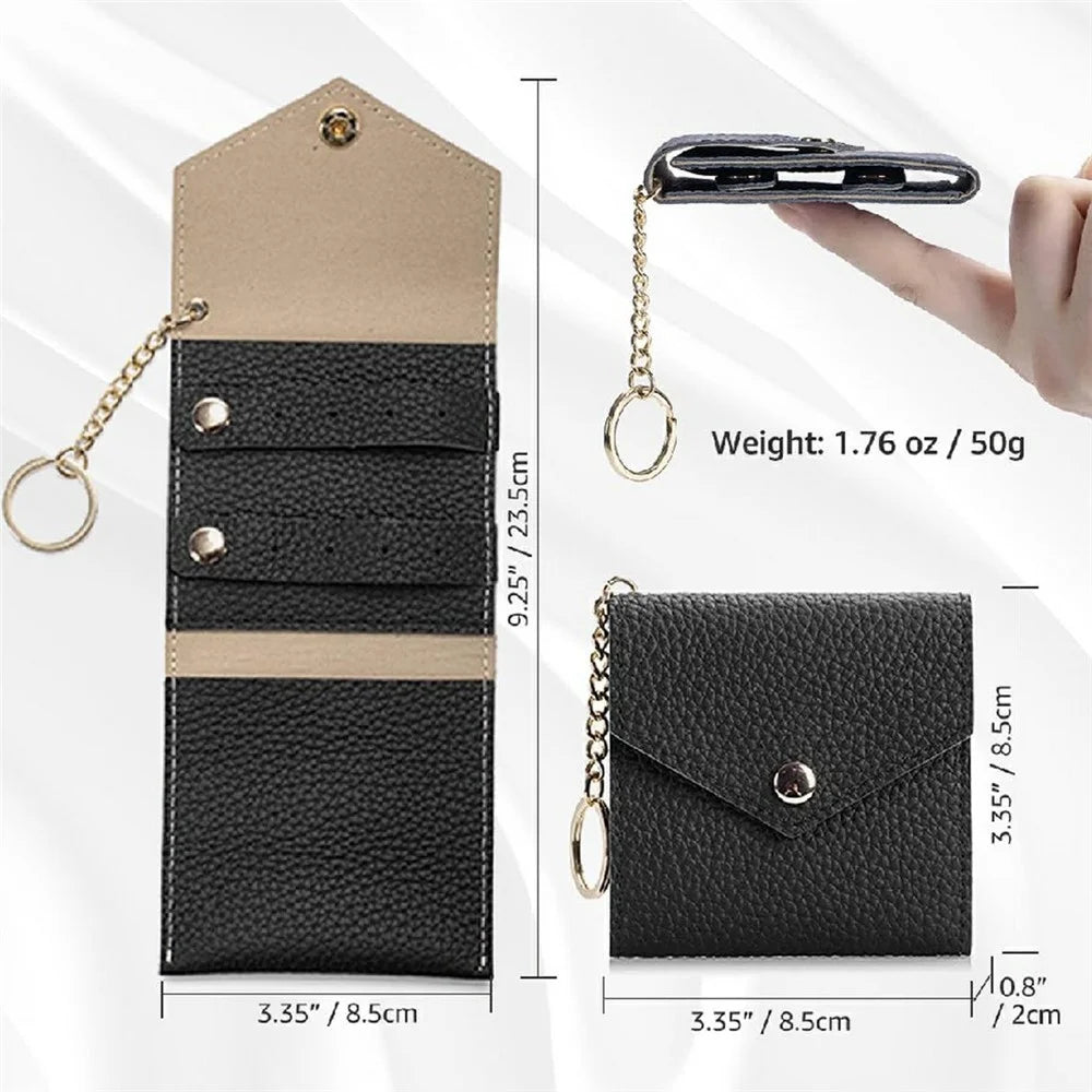 Travel Leather Jewelry Organizer Case Compact Portable Storage Bag for Earrings Rings Necklace - Black - 6