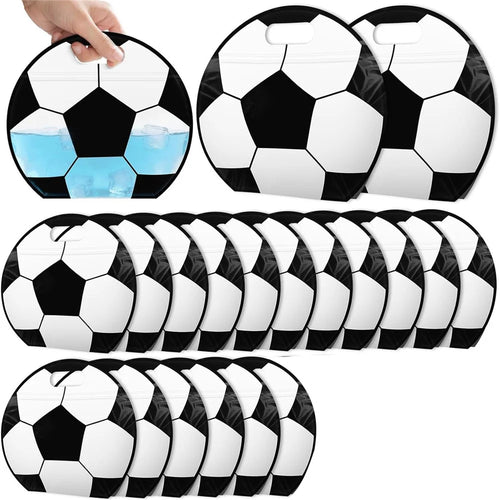 20Pcs Soccer Baseball Sports Self-Sealing Bags Stand Up Bottom Gift Candy Storage Bags with Handle - Football - 1
