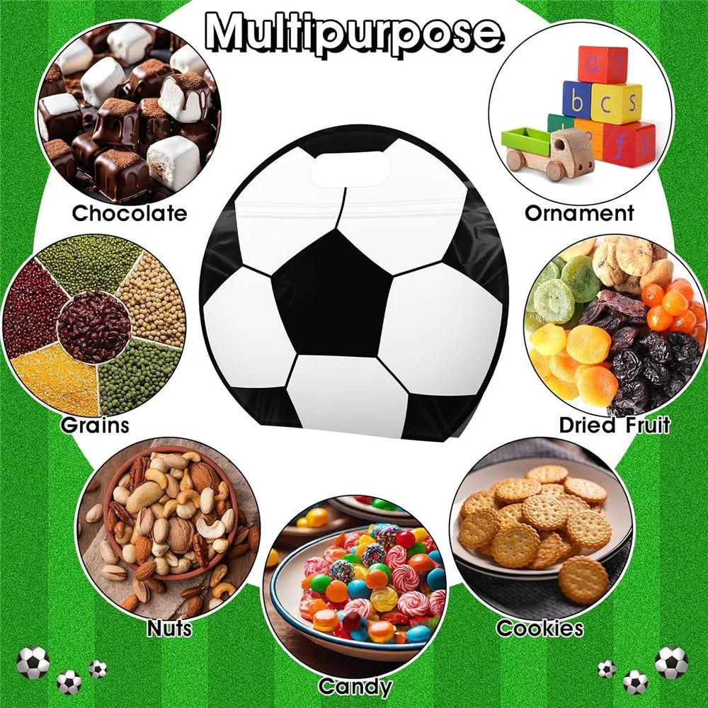 20Pcs Soccer Baseball Sports Self-Sealing Bags Stand Up Bottom Gift Candy Storage Bags with Handle - Football - 3