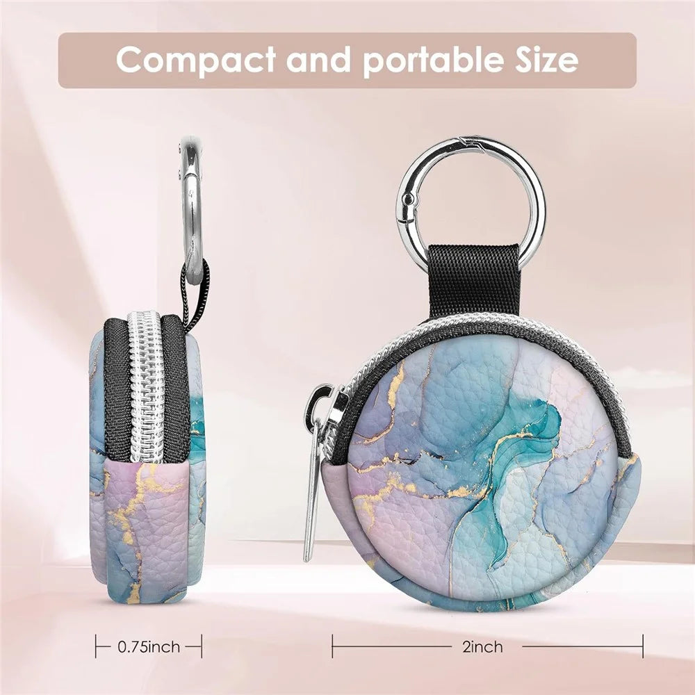 Portable Mini Jewelry Box Travel Organizer Case Ring Earring Storage Pouch with Keychain Hook - Black  /  PU - 6