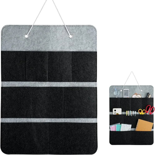 Felt Wall Hanging Storage Organizer 12 Pockets Multi-functional Door Hanging Bag for Bedroom Living Room - Gray - 1