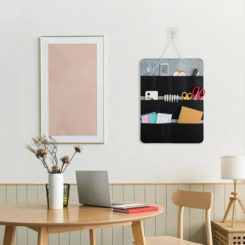 Felt Wall Hanging Storage Organizer 12 Pockets Multi-functional Door Hanging Bag for Bedroom Living Room - Gray - 6