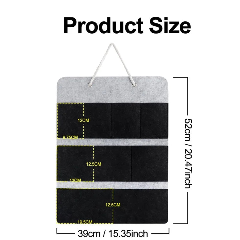 Felt Wall Hanging Storage Organizer 12 Pockets Multi-functional Door Hanging Bag for Bedroom Living Room - Gray - 7