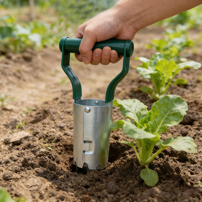 Garden Seed Planter with Handle Transplant Tool Seedling Dibber Hole Maker for Vegetables Planting - Blackish Green - 2
