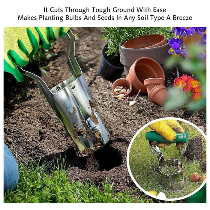 Garden Seed Planter with Handle Transplant Tool Seedling Dibber Hole Maker for Vegetables Planting - Blackish Green - 5
