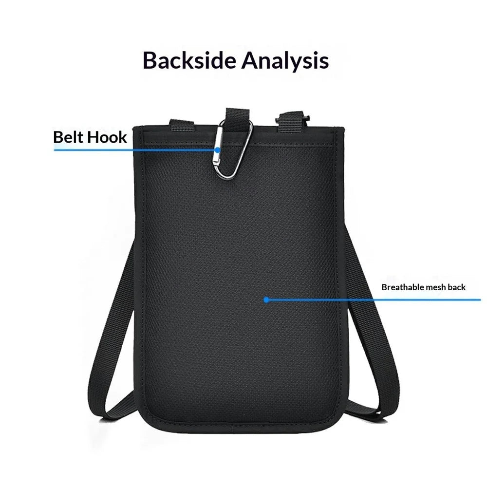 RFID Blocking Travel Pouch Neck Strap Bag Multi-Function Passport Holder Waterproof Certificate Wallet for Travel Business - Black - 4