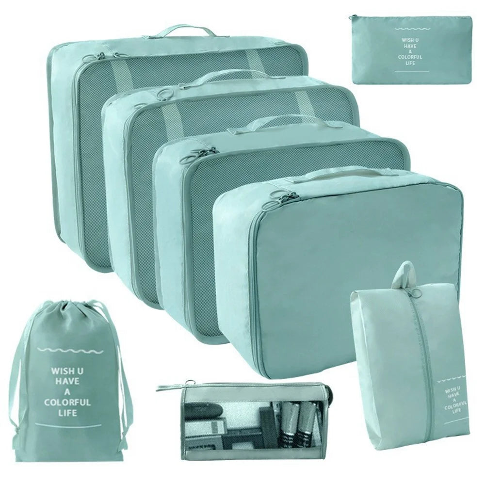 8Pcs Travel Organizer Packing Cubes Set Large Capacity Storage Bags for Luggage Organization - Blue - 1