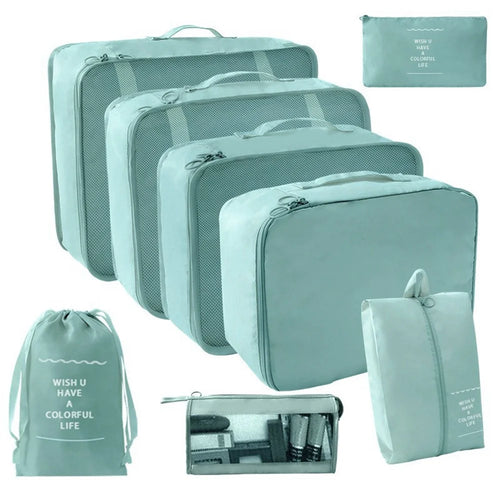 8Pcs Travel Organizer Packing Cubes Set Large Capacity Storage Bags for Luggage Organization - Blue - 1