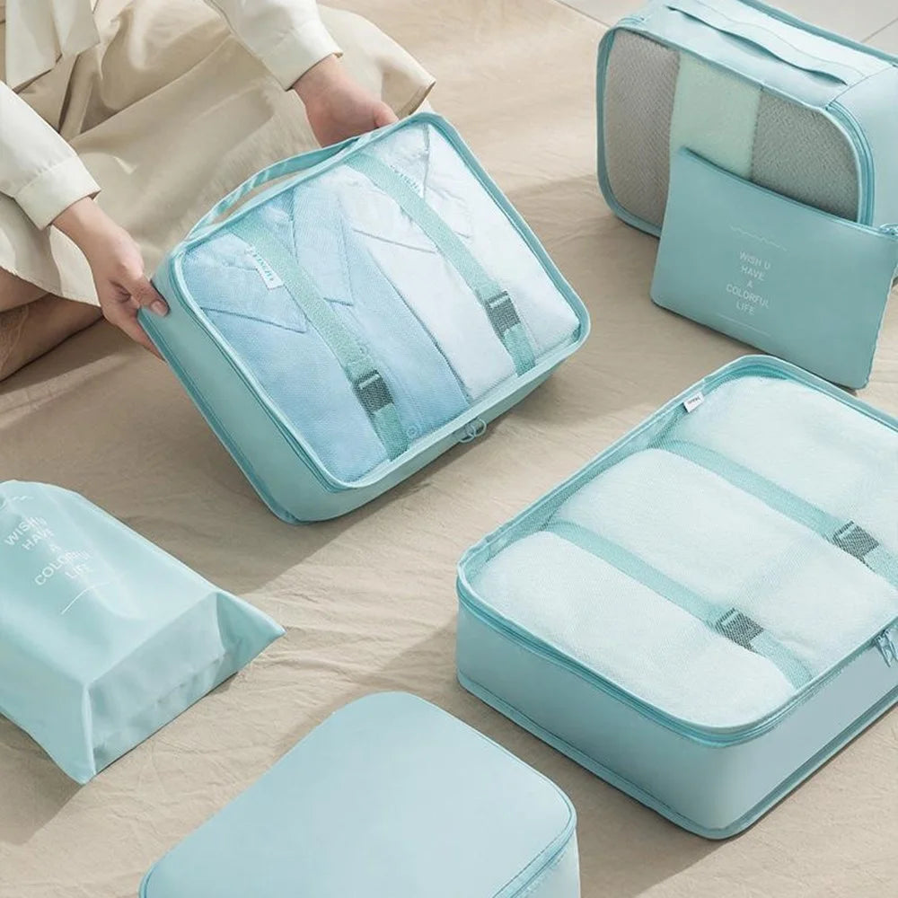 8Pcs Travel Organizer Packing Cubes Set Large Capacity Storage Bags for Luggage Organization - Blue - 2