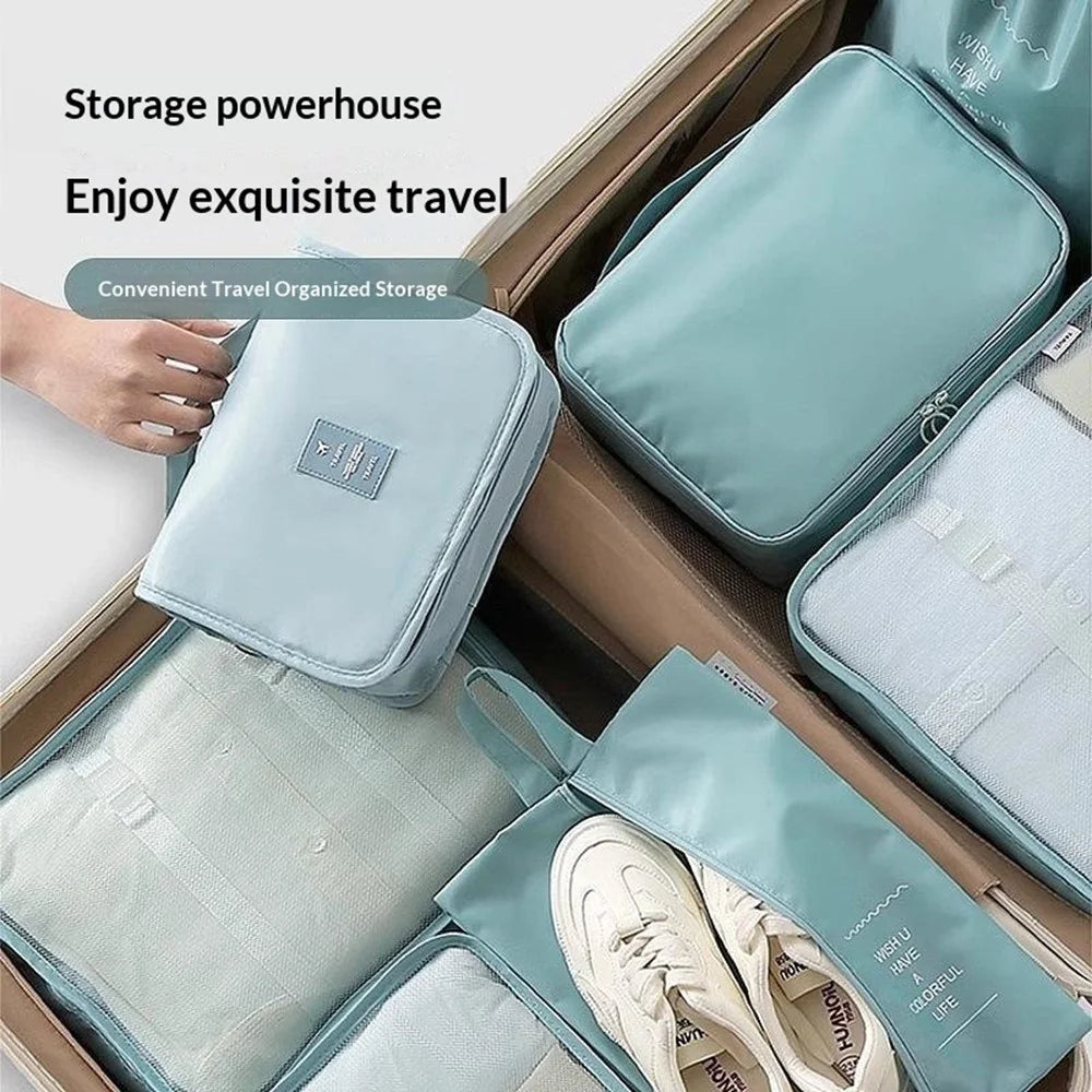 8Pcs Travel Organizer Packing Cubes Set Large Capacity Storage Bags for Luggage Organization - Blue - 4