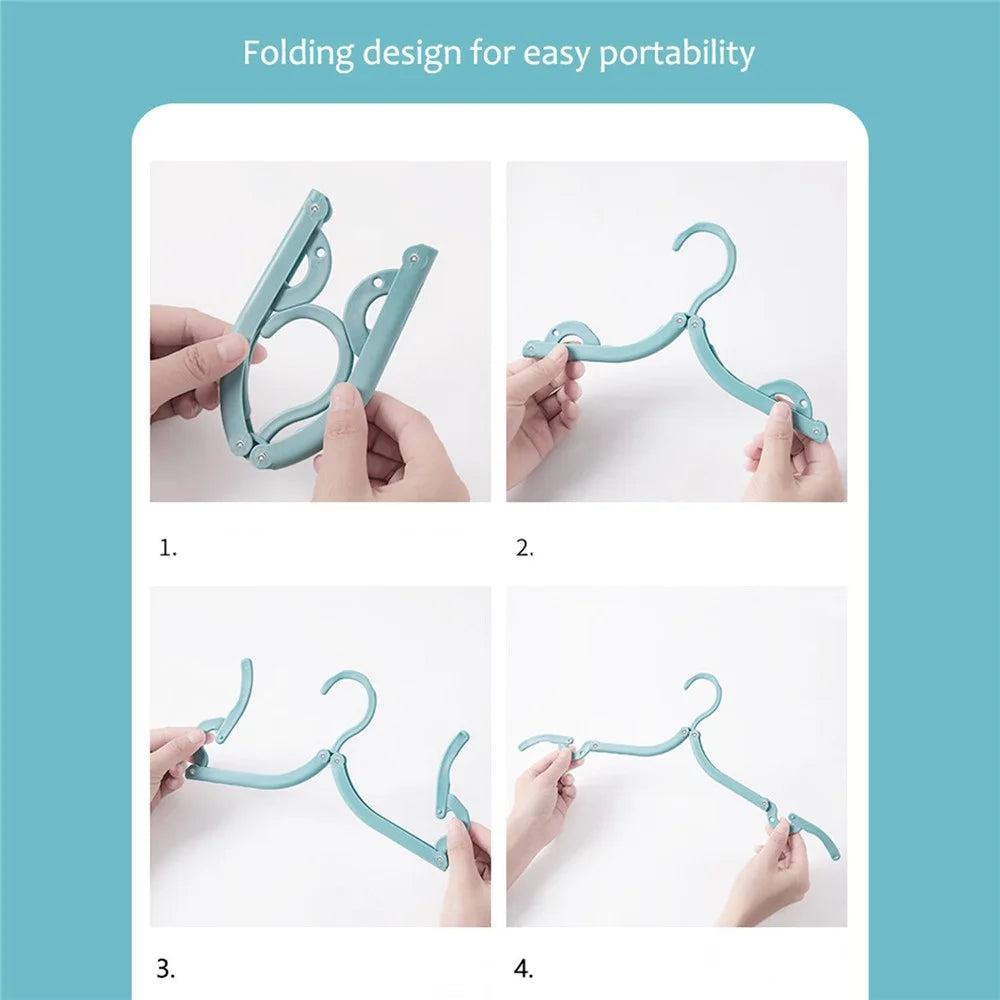 Foldable Travel Clothes Clip Hanger Kit with Storage Bag Hangers Clips Storage Bag Set for Travel Hotel - Blue - 5