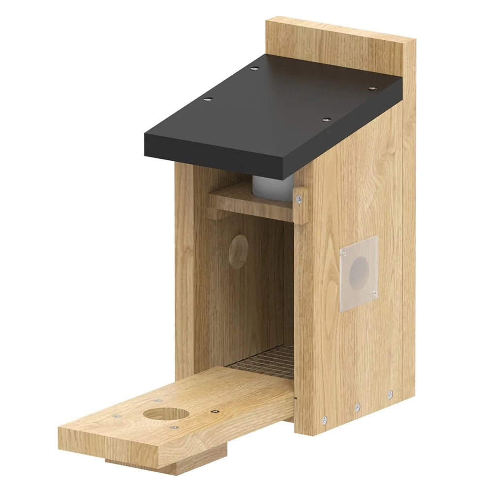 Solar Birdhouse with Camera , 4MP HD 130° PIR Motion Detection Night Vision Monitor for Bird Watching (without TF Card) - Wood Color - 1