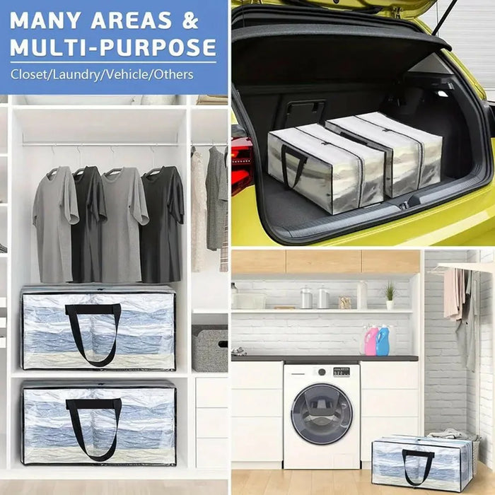23.5 Gallon Large Capacity Clear Storage Bag Waterproof Clothes Organizer with Zipper for Moving Bedding - 2