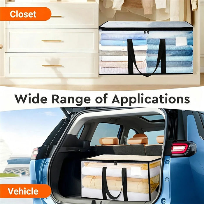 23.5 Gallon Large Capacity Clear Storage Bag Waterproof Clothes Organizer with Zipper for Moving Bedding - 5