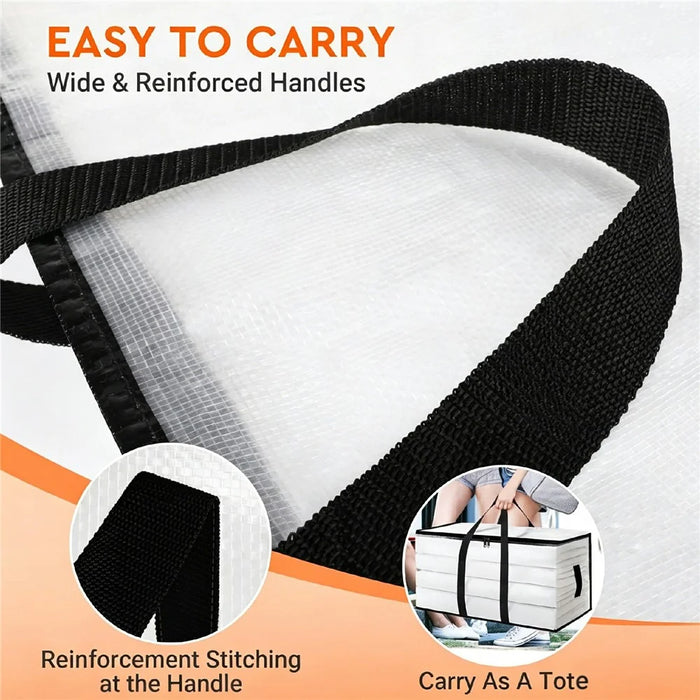 23.5 Gallon Large Capacity Clear Storage Bag Waterproof Clothes Organizer with Zipper for Moving Bedding - 6