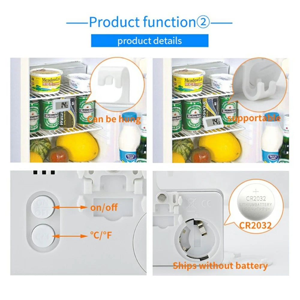 Digital Refrigerator Freezer Thermometer LCD Display Hook Magnet Temperature Tester for Kitchen Home - 6