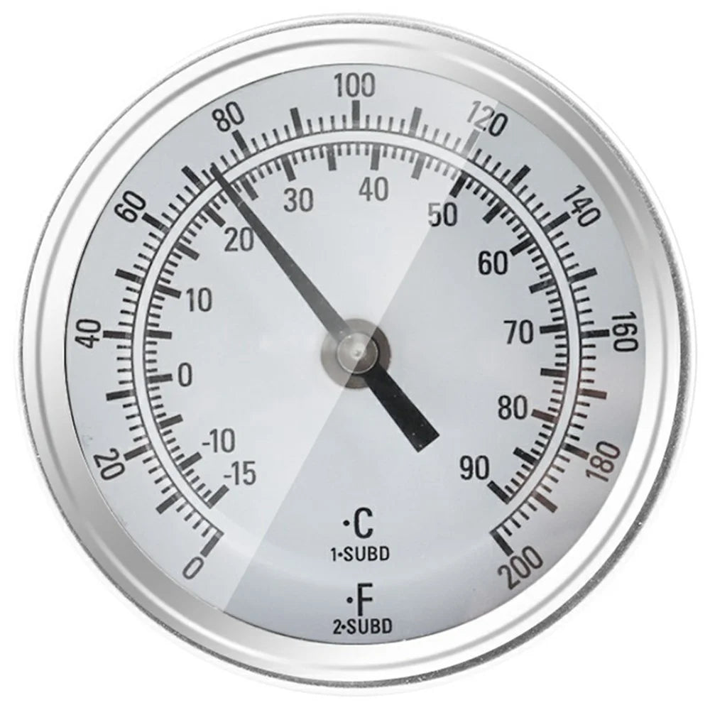 TS-8322 Stainless Steel Bimetallic Thermometer Boiler Round Temperature Gauge Axial Mounting Digital Thermometer for BBQ Oven Boiler - White - 1