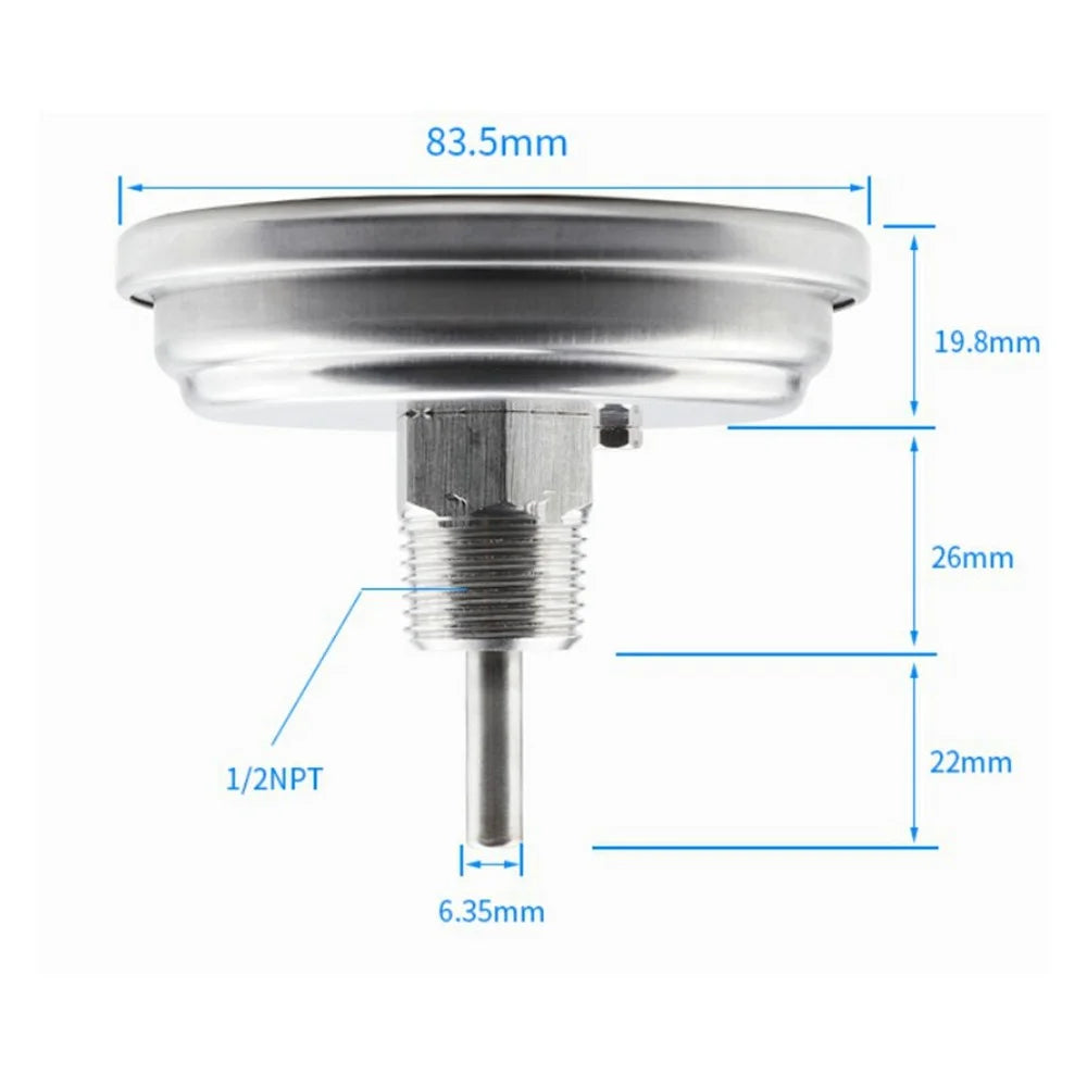 TS-8322 Stainless Steel Bimetallic Thermometer Boiler Round Temperature Gauge Axial Mounting Digital Thermometer for BBQ Oven Boiler - White - 7