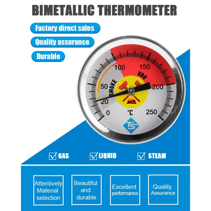 TS-BX63 Bimetallic Thermometer BBQ Oven Grill Industrial Boiler Round Digital Temperature Gauge - 2