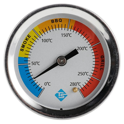 TS-BX64 0-280 Degree Celsius Bimetallic Thermometer 68mm Dial Axial Mount for BBQ Grill Boiler - 1