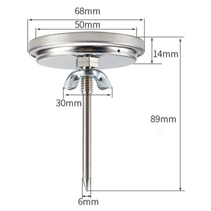 TS-BX64 0-280 Degree Celsius Bimetallic Thermometer 68mm Dial Axial Mount for BBQ Grill Boiler - 6