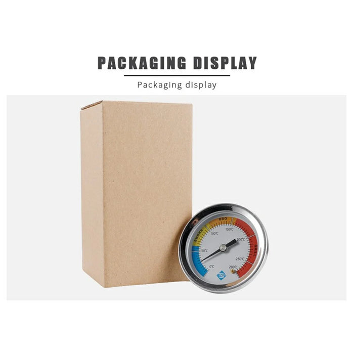 TS-BX64 0-280 Degree Celsius Bimetallic Thermometer 68mm Dial Axial Mount for BBQ Grill Boiler - 7