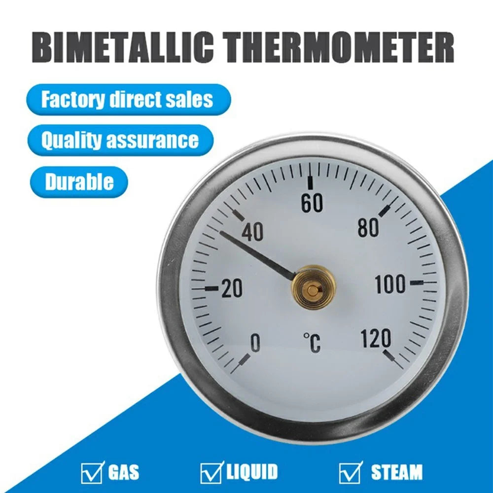 TS-W50A Bimetallic Thermometer 0-120 Degree Celsius Stainless Steel Industrial BBQ Oven Gauge - 3