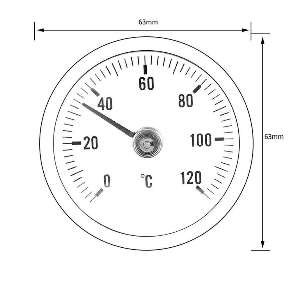 TS-W50A Bimetallic Thermometer 0-120 Degree Celsius Stainless Steel Industrial BBQ Oven Gauge - 6
