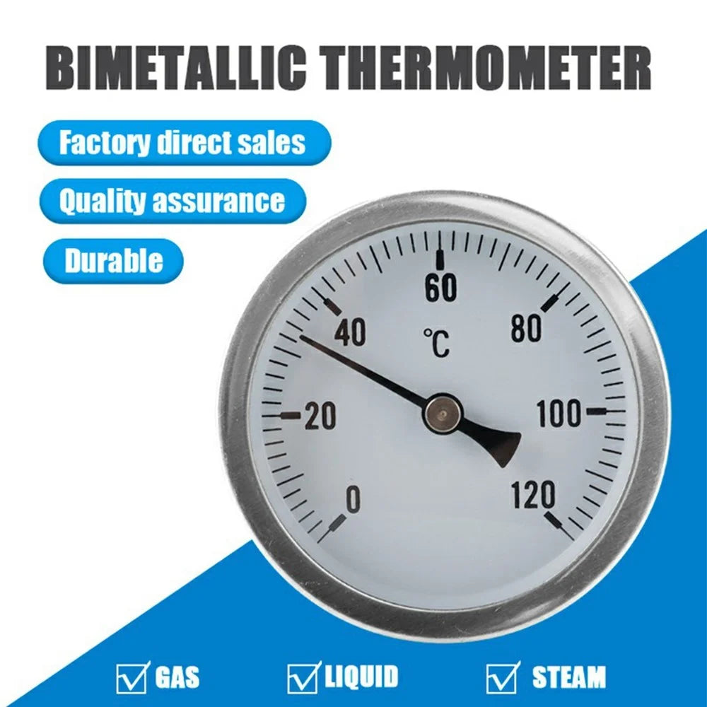 TS-W51 Axial Mount 0-120 Degree Celsius Stainless Steel Bimetallic Thermometer for Industrial Oven Boiler - 3