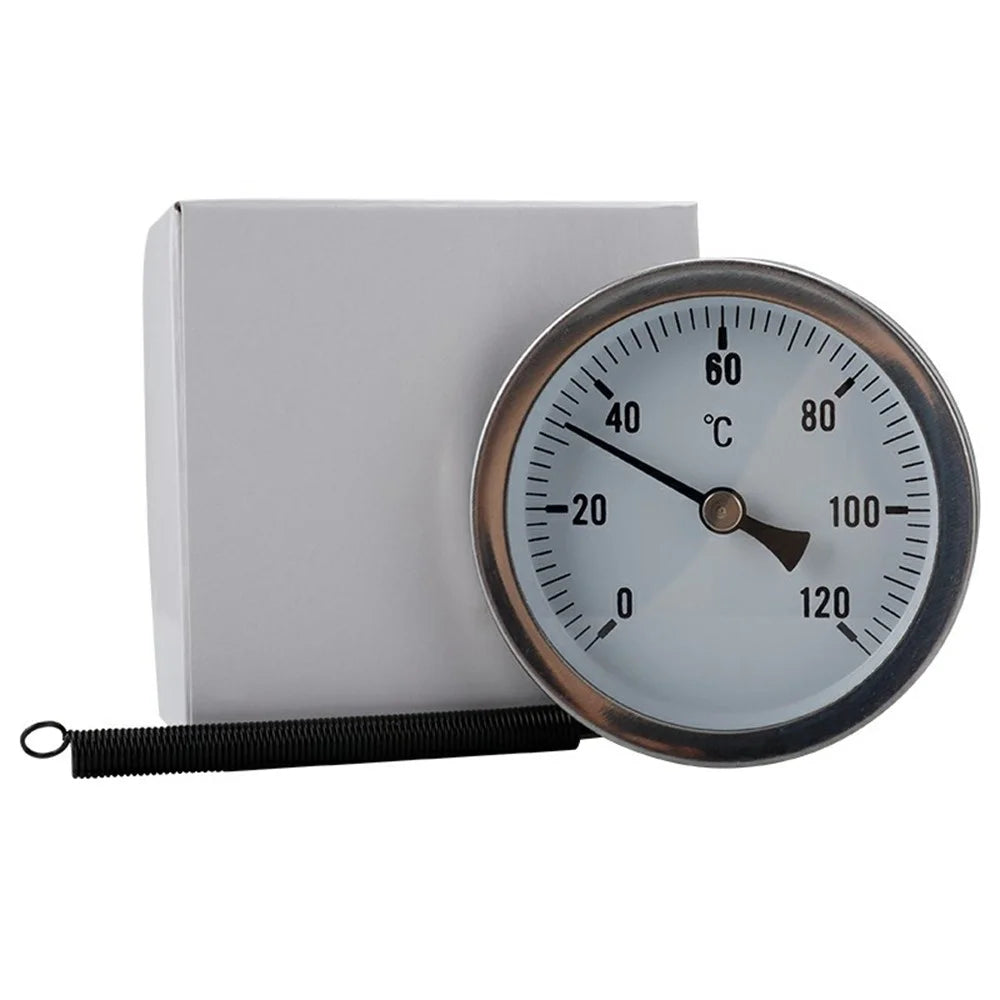 TS-W52 63mm Dial 0-120 Degree Celsius Bimetallic Thermometer Axial Mount for Industrial Gas Liquid Steam - 6