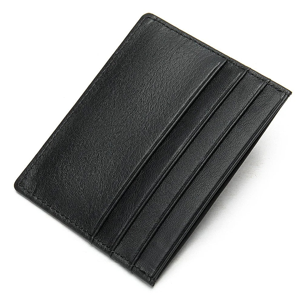 113 Slim Credit Card Holder 6 Card Slots PU Leather Wallet Compact Card Case Card Protector for Business Daily Use - Black - 1